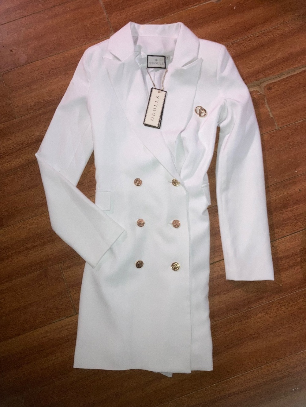 button up suit dress skirt set blazer white odolls 0 zara chanel misguided xs